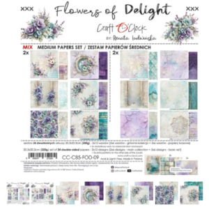PAPIER SCRAPBOOKING-CRAFT-O-CLOCK-FLEURS DE DÉLICE - ensemble de papiers 20,3 x 20,3 cm