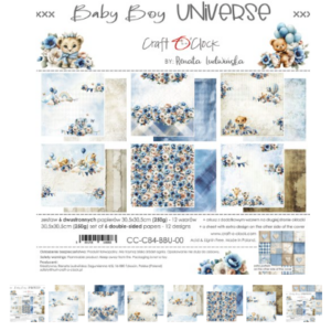 PAPIER SCRAPBOOKING-CRAFT-O-CLOCK-UNIVERS BÉBÉ GARÇON - ensemble de papiers 30,5 x 30,5 cm