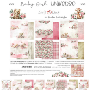 PAPIER SCRAPBOOKING-CRAFT-O-CLOCK-UNIVERS BÉBÉ FILLE - ensemble de papiers 30,5 x 30,5 cm