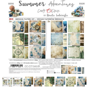 PAPIER SCRAPBOOKING-CRAFT-O-CLOCK-AVENTURES D'ÉTÉ - Ensemble de papiers 20,3 x 20,3 cm - ASSORTIMENT